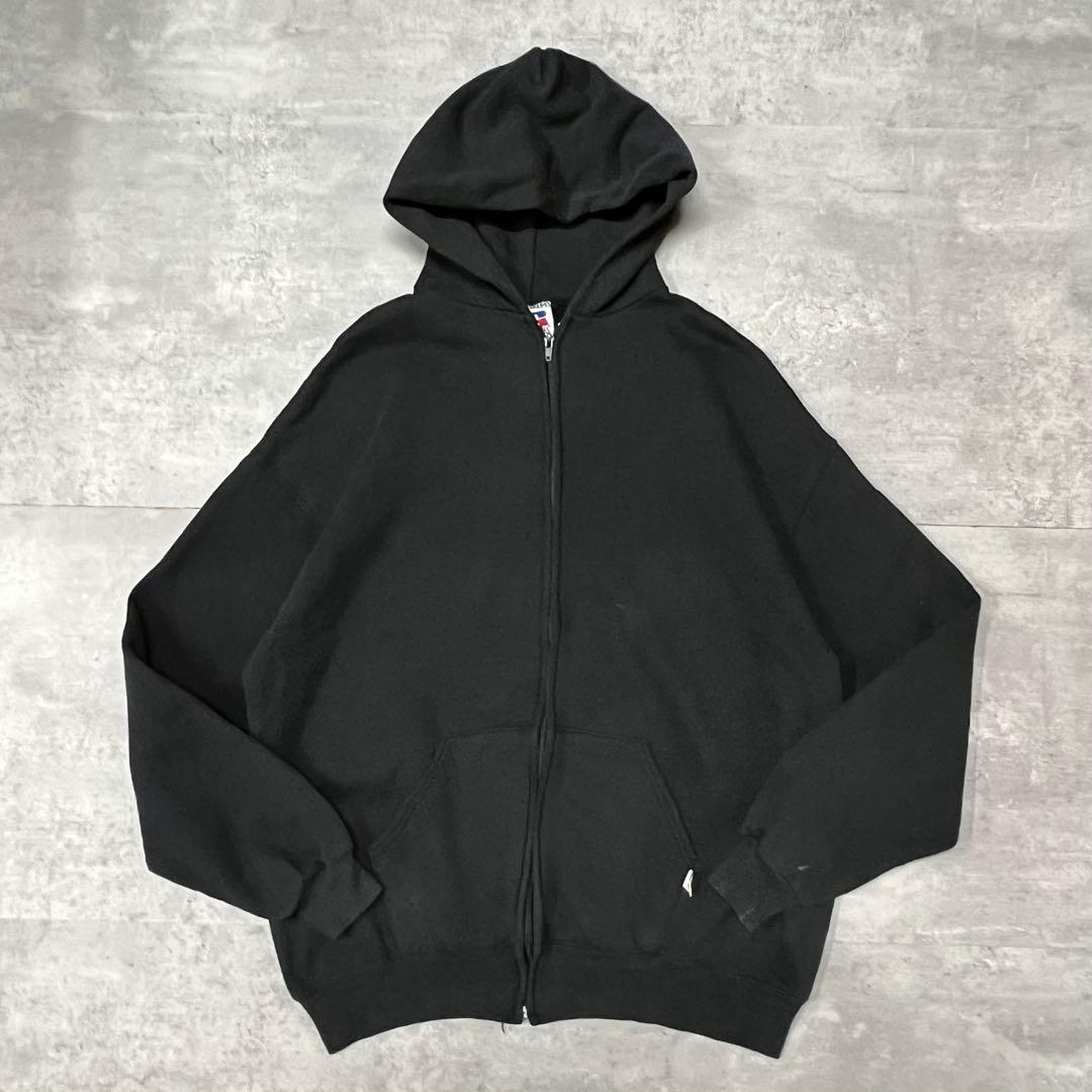 トップス 90s Russell Blank Zip Sweat Hoodie USA