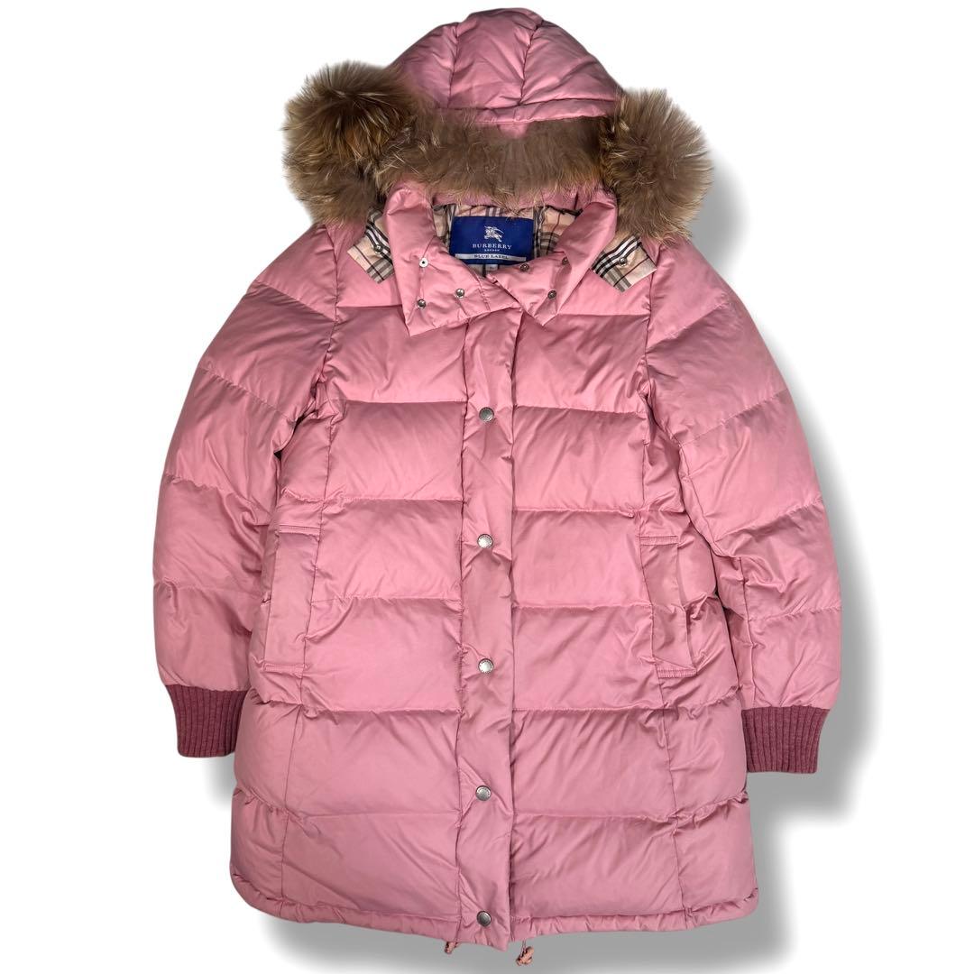 美品 バーバリーブルーレーベル ファー ノバチェック 3way ダウンコート M