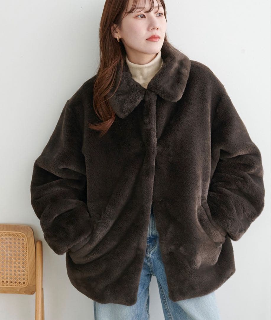 新品未使用【discoat】ファージャケットブラウンMサイズ