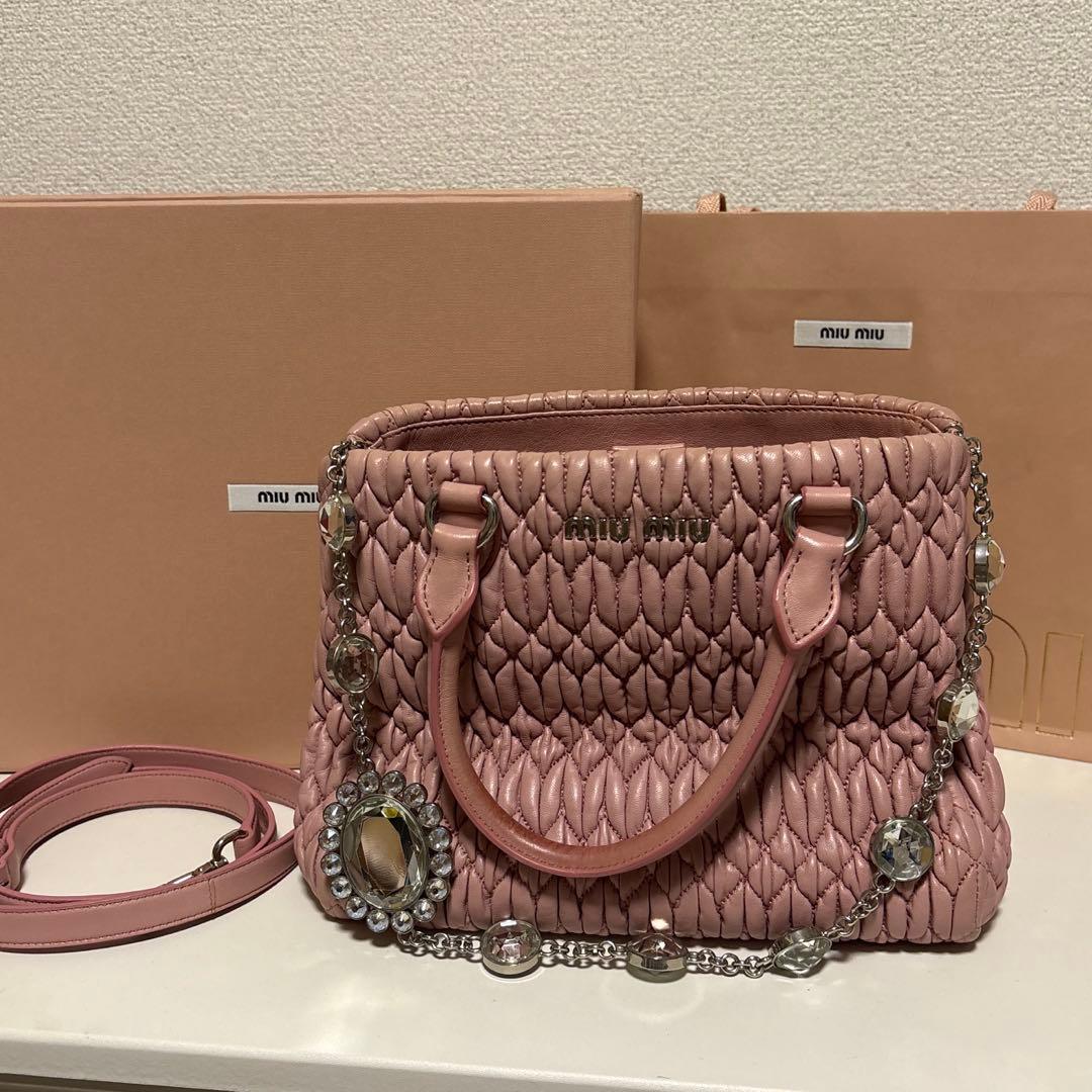 miumiu ナッパクリスタル バッグ ピンク