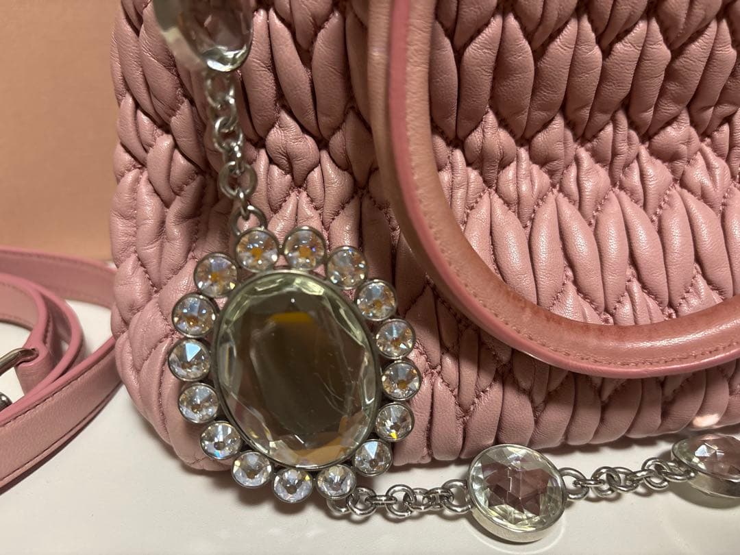 miumiu ナッパクリスタル バッグ ピンク