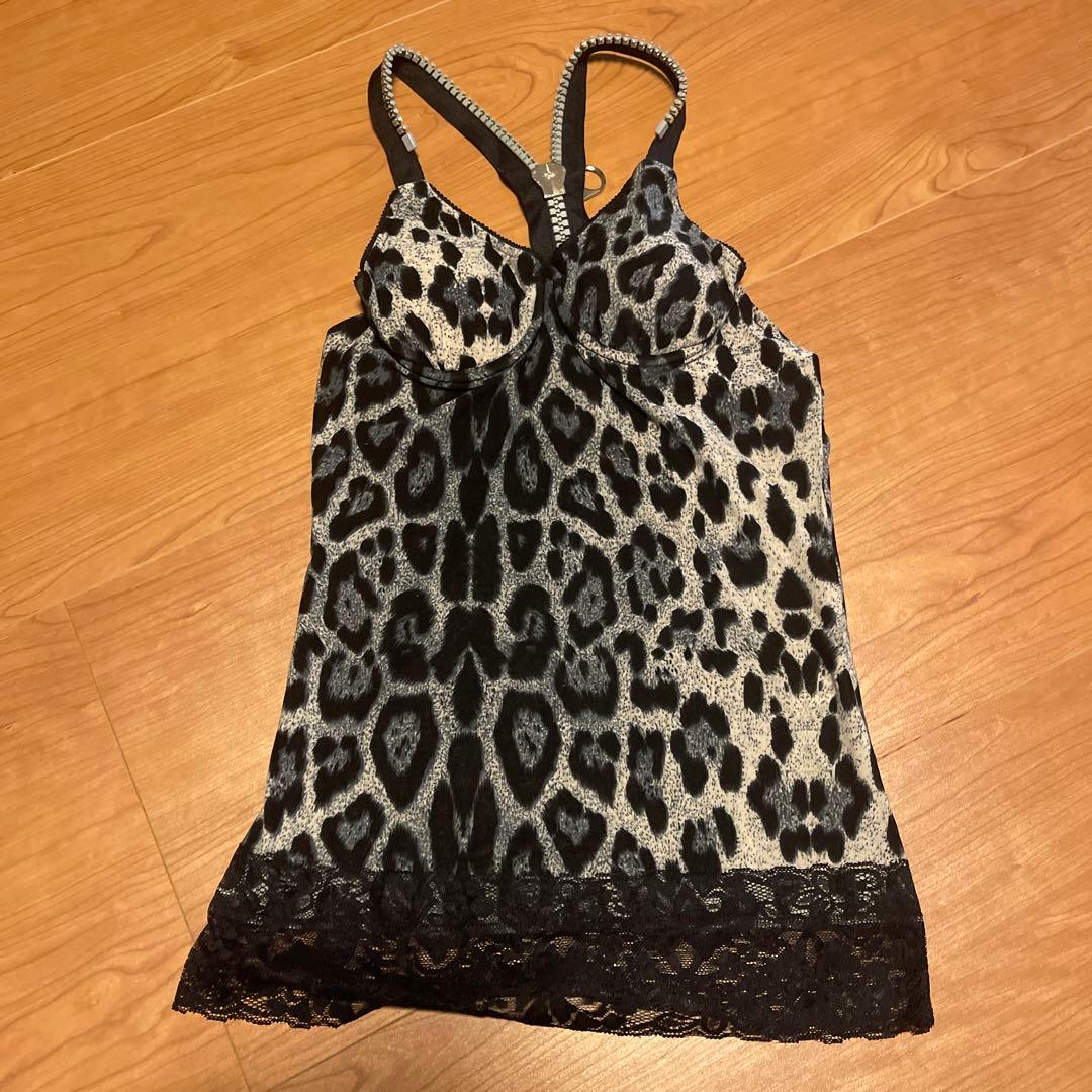 GLAVIL キャミソール　ビッグジッパー　ヒョウ柄