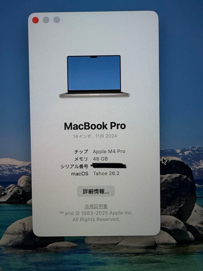 ほぼ新品Apple MacBook Pro 14 M4 Pro 48G JIS