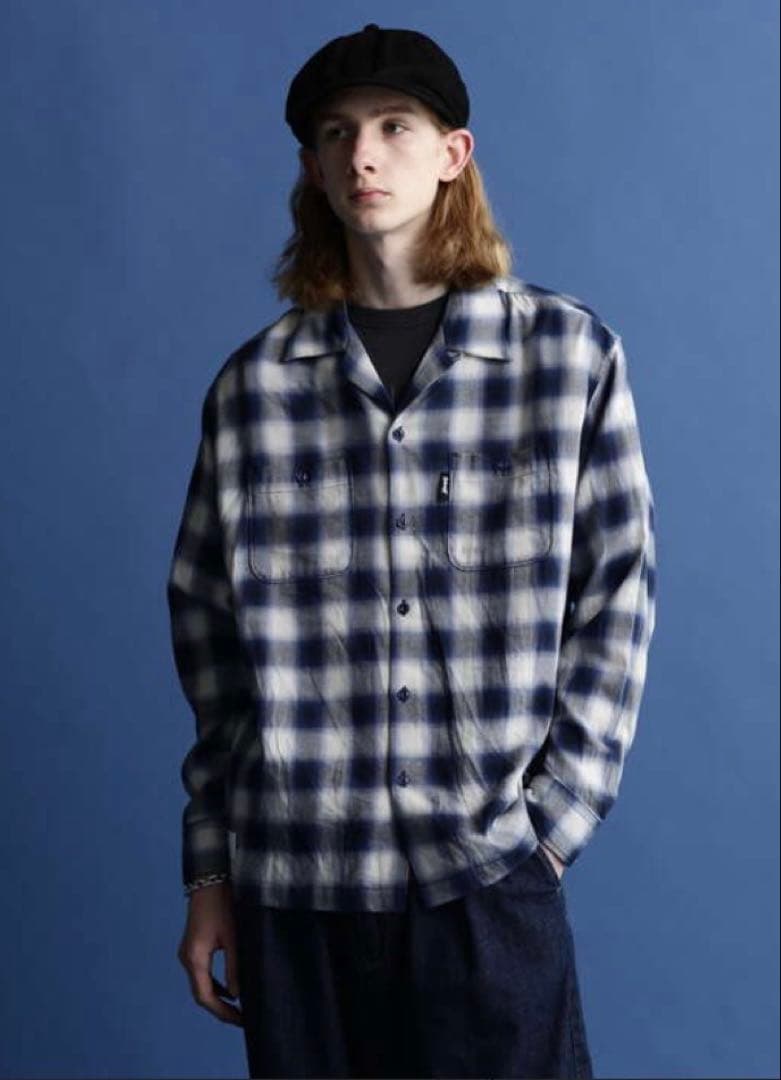 【超美品】Schott ショット オンブレ チェックシャツ レーヨンXL ブルー