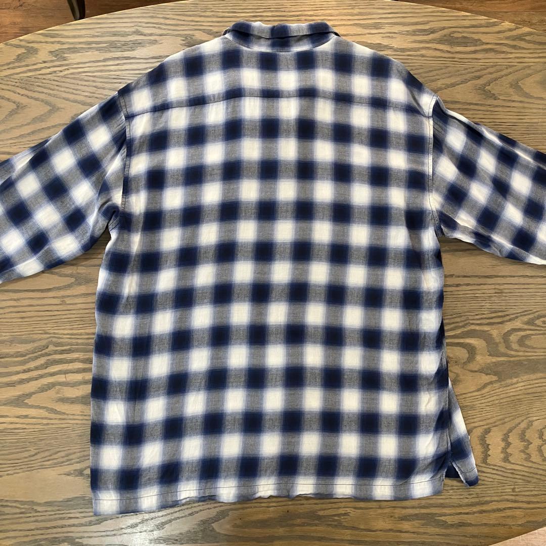 【超美品】Schott ショット オンブレ チェックシャツ レーヨンXL ブルー