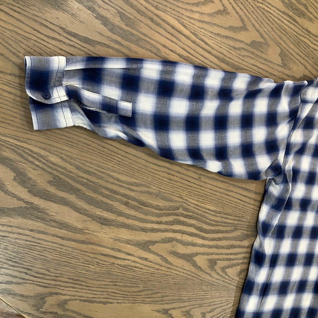 【超美品】Schott ショット オンブレ チェックシャツ レーヨンXL ブルー