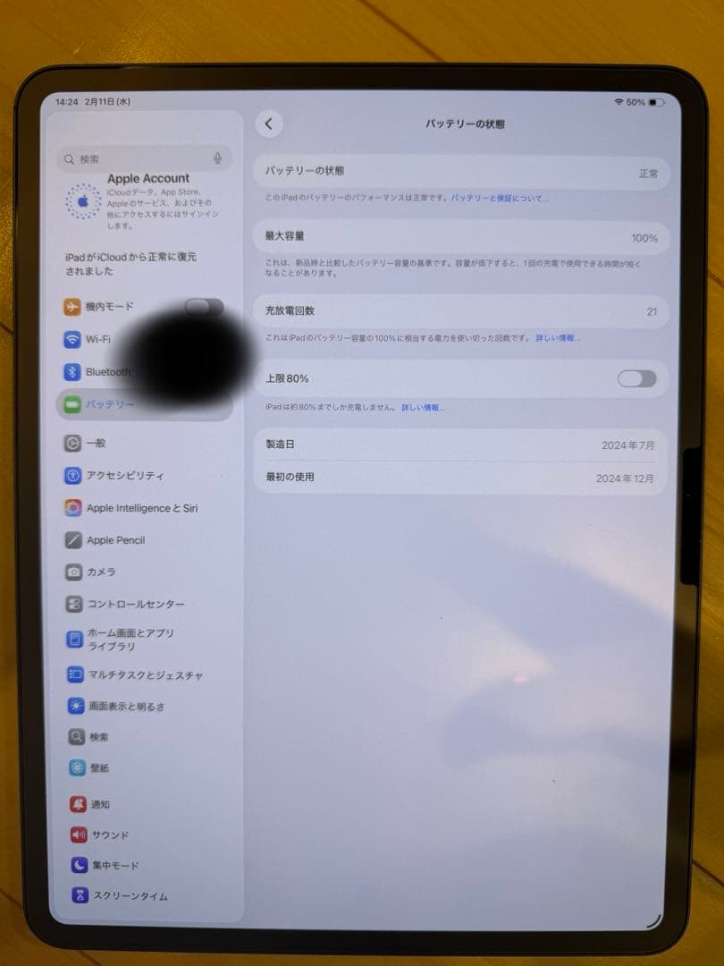 iPad Pro (M4) 13インチ256GB WiFiモデルスペースブラック