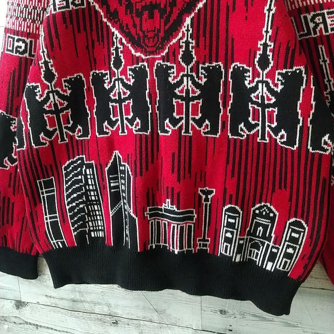 激レアデザイン☆ヒューゴボス クマ ベアー 総柄 ニット XL