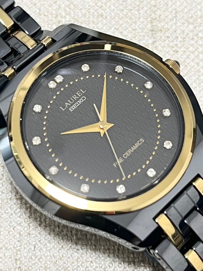 希少 美品 SEIKO LAUREL 13P ダイヤ セラミックチタン