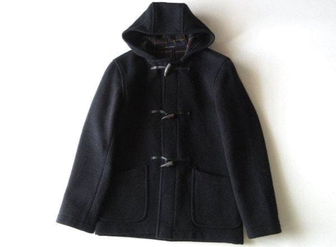 英国 モンゴメリー 裏チェック ウールメルトン ミドル ダッフルコート 38