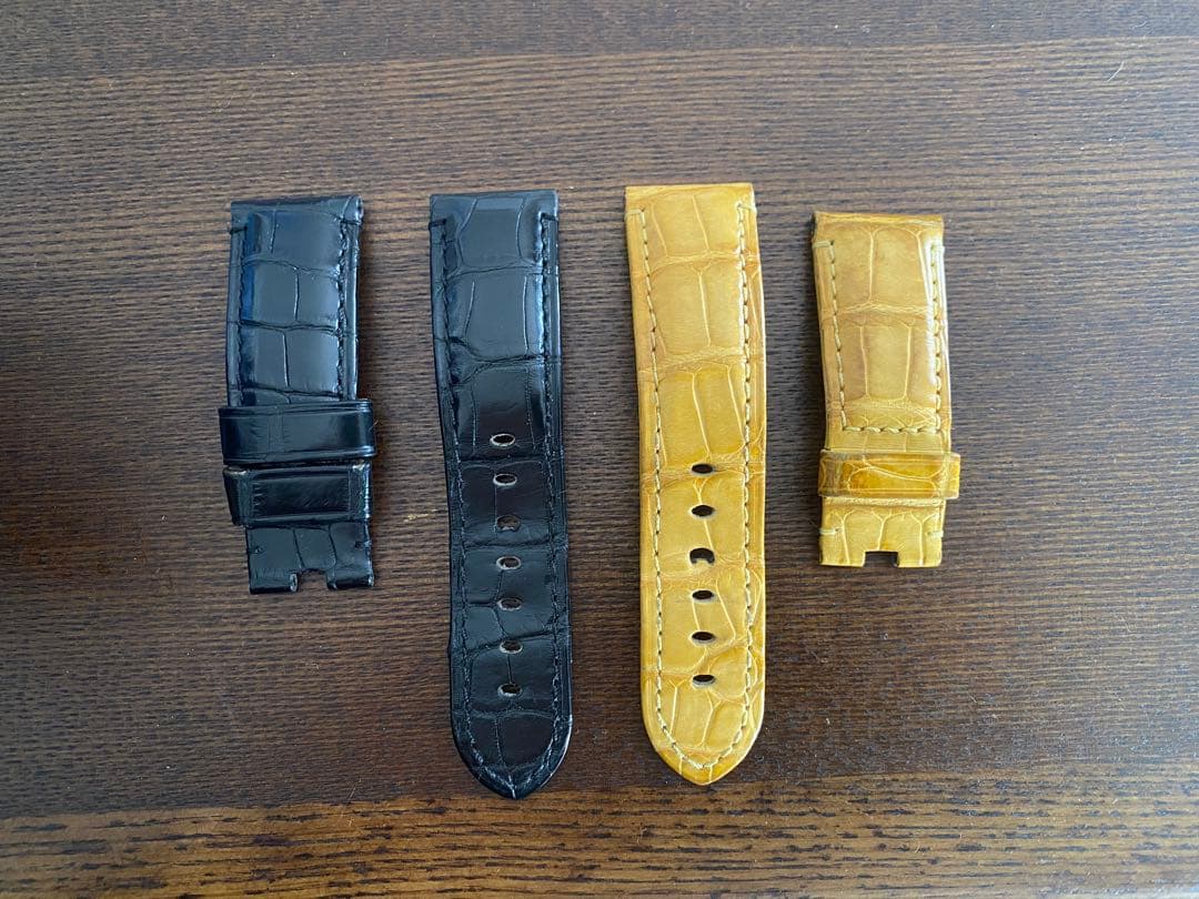 パネライ レザー 時計バンド ブラック、イエロー2本