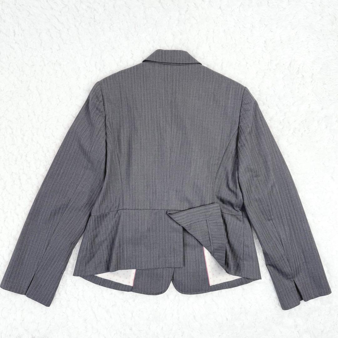 【シルク&ストレッチ】エヌライン セットアップ グレー ストライプ 大きいサイズ