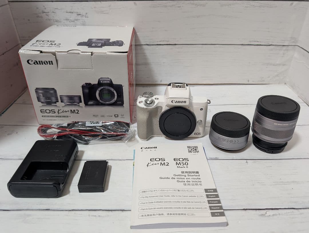 【美品】Canon EOS Kiss m2 ミラーレスカメラ ダブルレンズキット