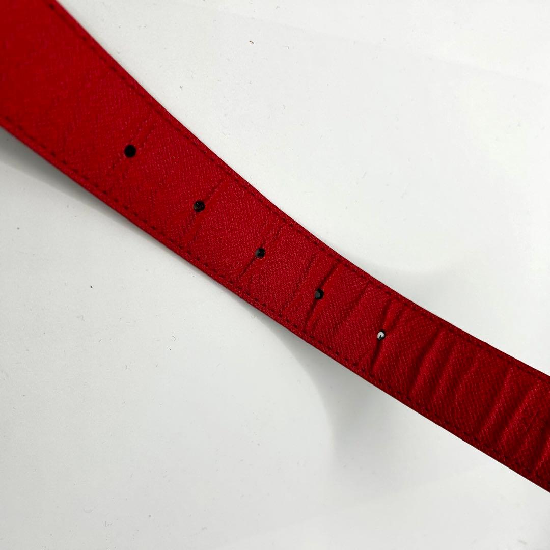 美品　LOUIS VUITTON モノグラム　LV金具　ベルト　レッド　ブラウン