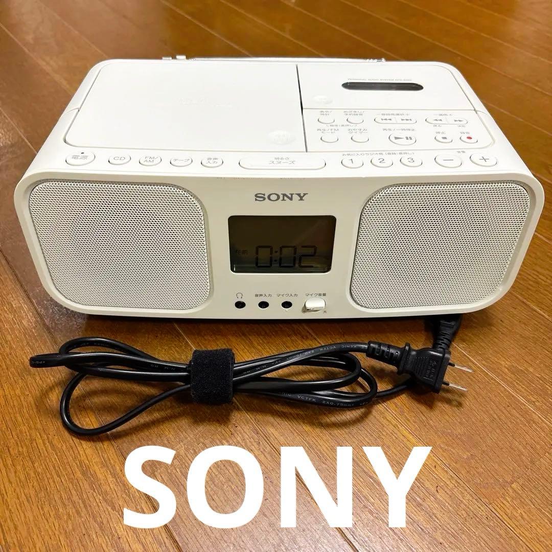 SONY CD ラジオ カセットデッキ白 CFD-S401 ラジカセ ポータブル