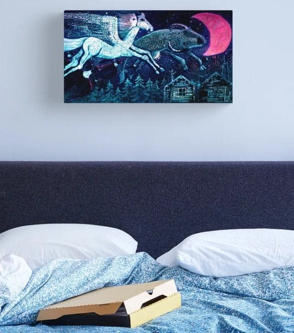 魔女の宅急便　ウルスラ　星空をペガサスと牛が飛んでいく　キャンバスプリント　絵