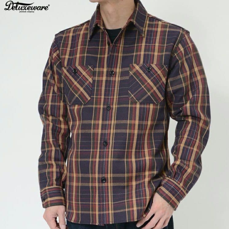 美品！デラックスウエア ヘビーネルシャツ L HV-55 DELUXEWARE