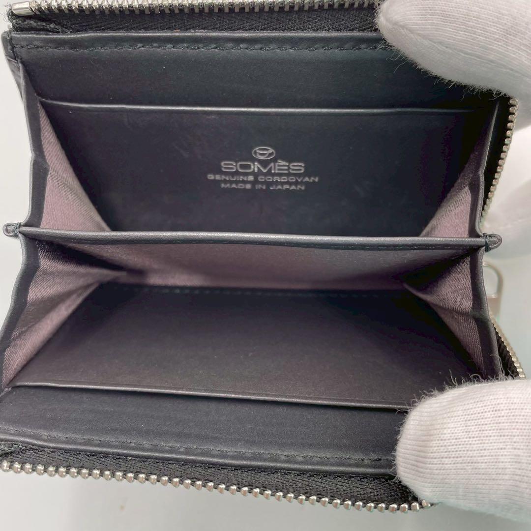 美品　ソメスサドル　コードバン　コンパクトウォレット　L字ファスナー　ブラック