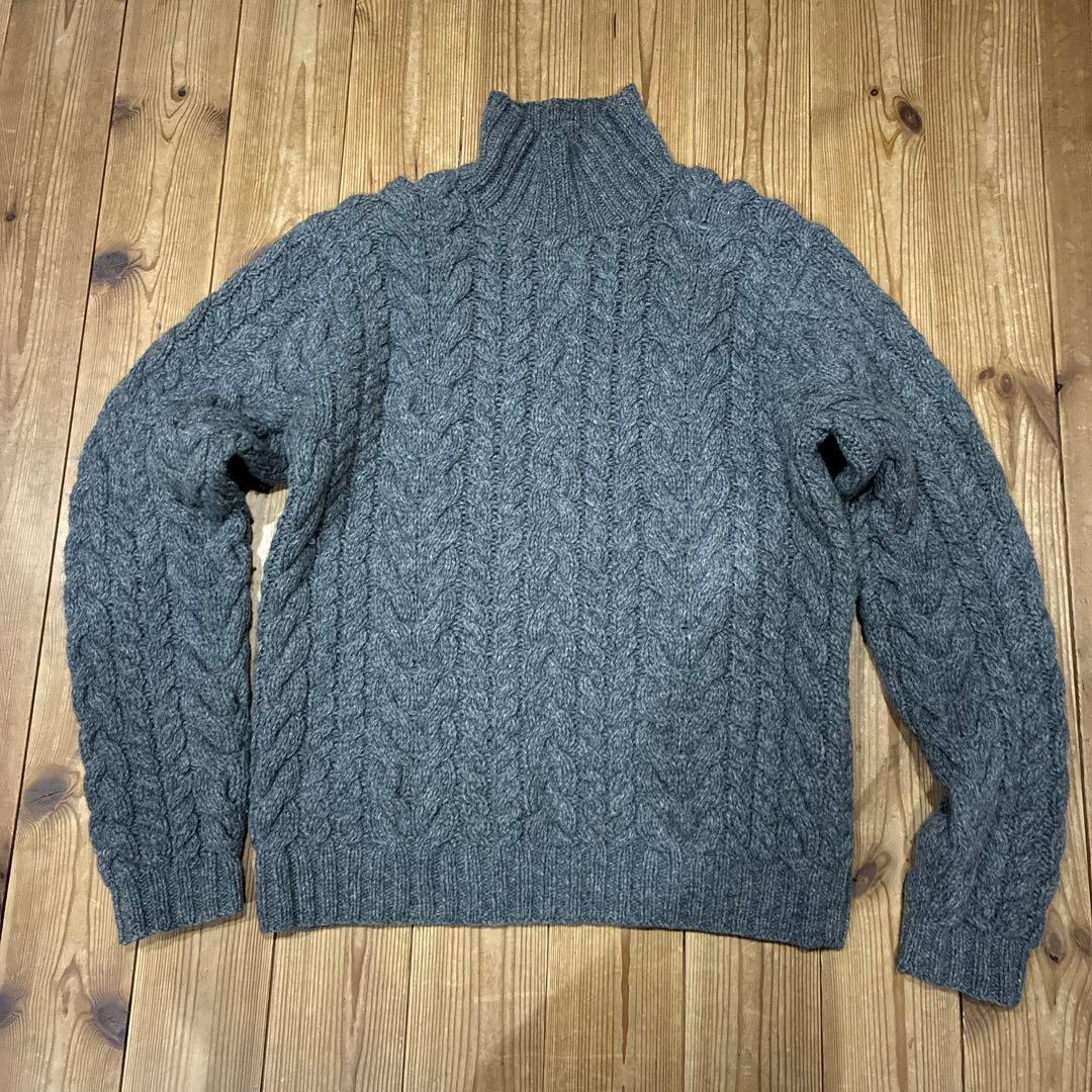 ラルフローレン　L ハンドニット　グレー　編み　ケーブルニット　ハイネック