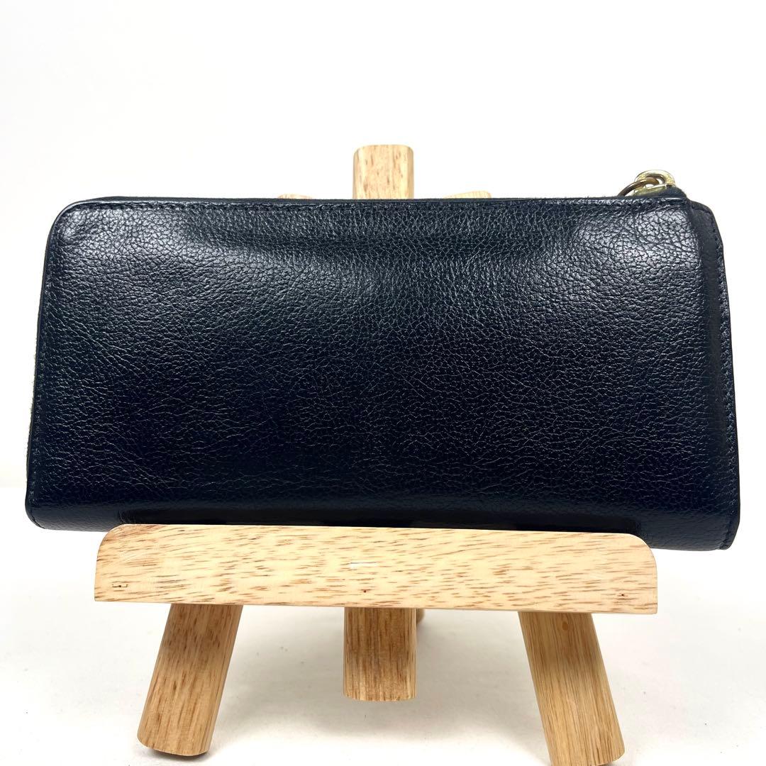 イルビゾンテ　長財布　ロゴ型押し　オールレザー　オールブラック　Ｌ字ファスナー