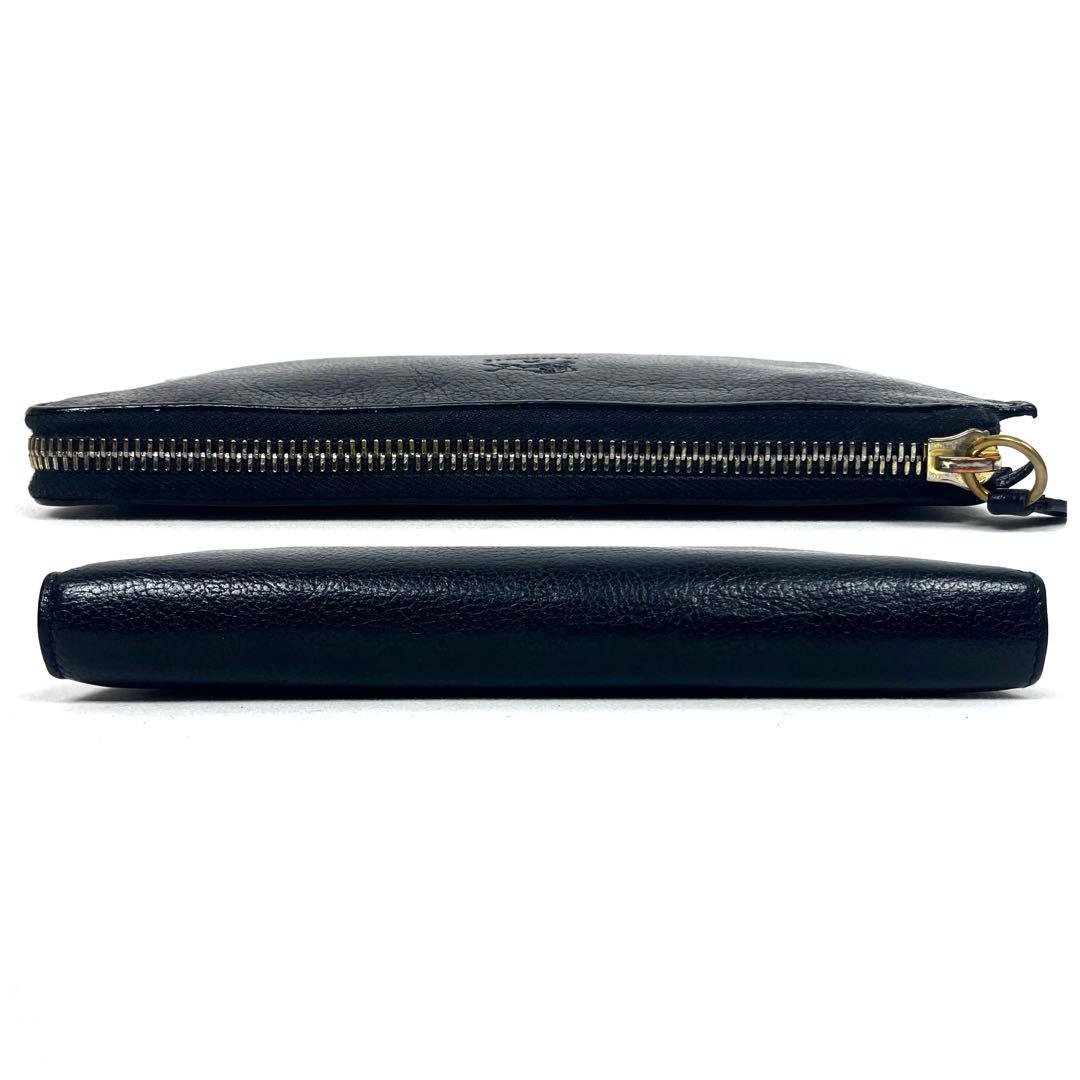 イルビゾンテ　長財布　ロゴ型押し　オールレザー　オールブラック　Ｌ字ファスナー