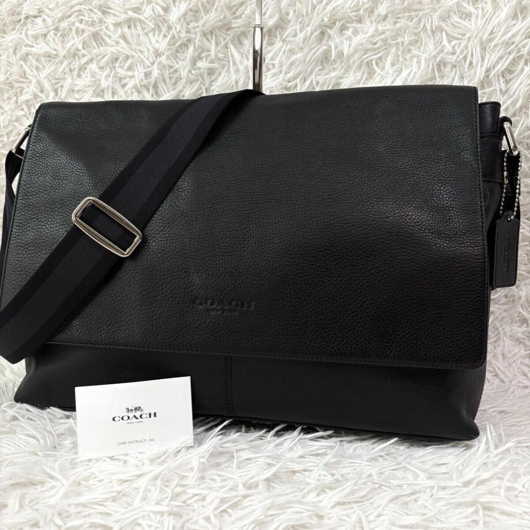 ✨美品✨コーチ メッセンジャーバッグ サリバン スムース ヘリテージ 大容量 黒