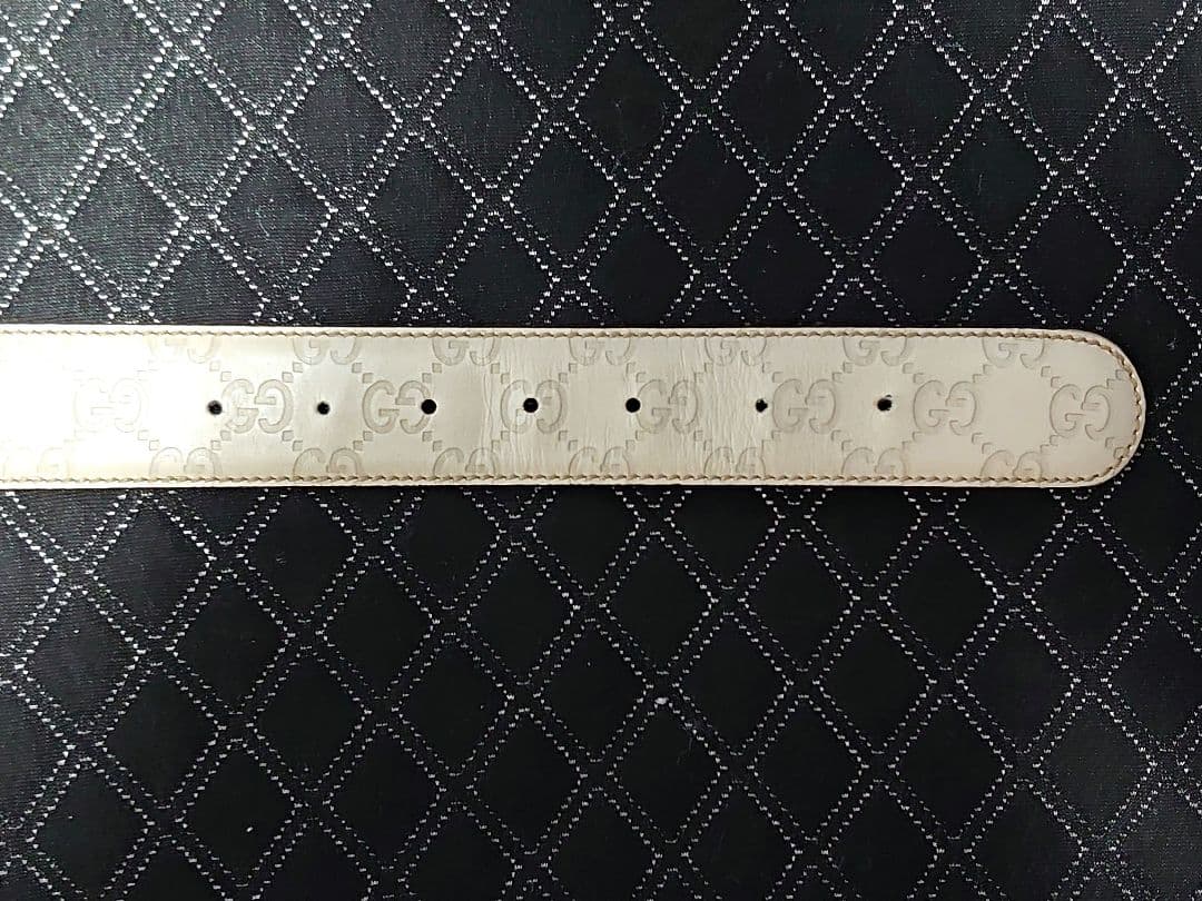 【レア】GUCCI レザーシマベルト インターロッキング ＧＧバックルベルト