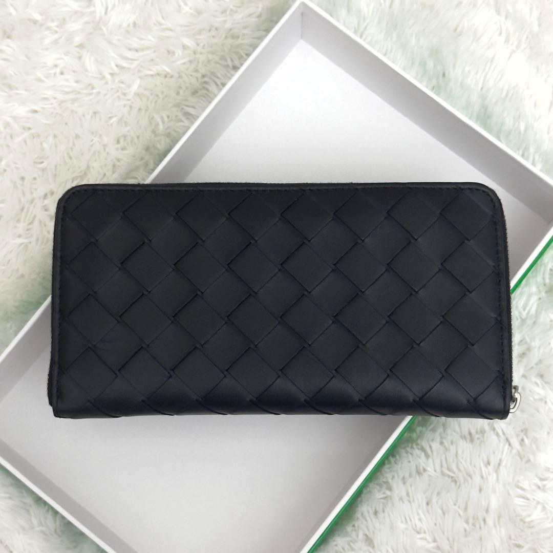 未使用級✨RFID内蔵 ボッテガ ラウンドファスナー イントレチャート 財布 黒