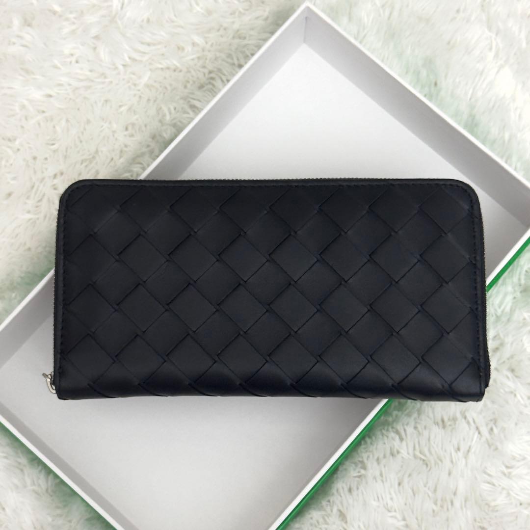 未使用級✨RFID内蔵 ボッテガ ラウンドファスナー イントレチャート 財布 黒