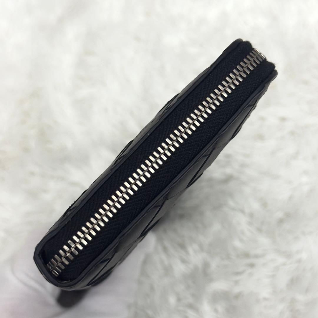 未使用級✨RFID内蔵 ボッテガ ラウンドファスナー イントレチャート 財布 黒