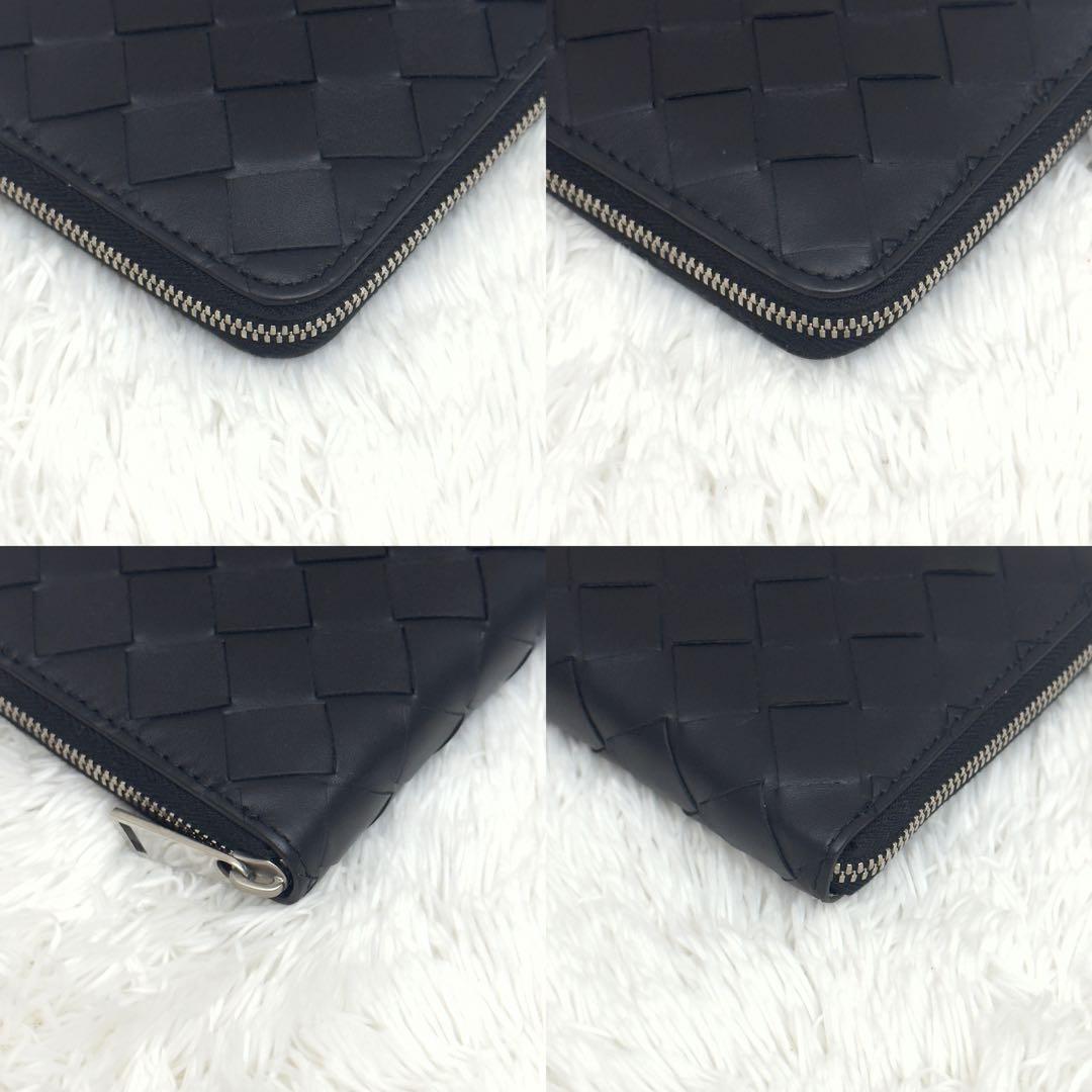 未使用級✨RFID内蔵 ボッテガ ラウンドファスナー イントレチャート 財布 黒