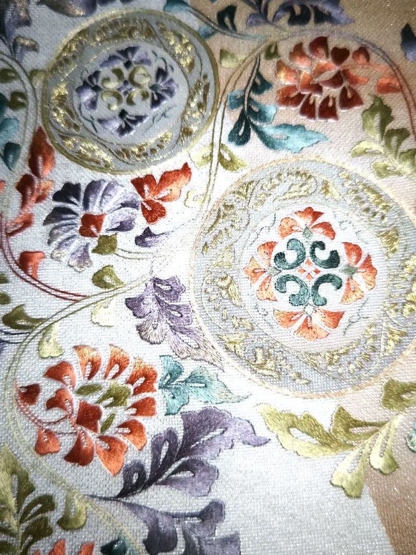 高級袋帯　刺繍　中国蘇州刺繍　夏帯