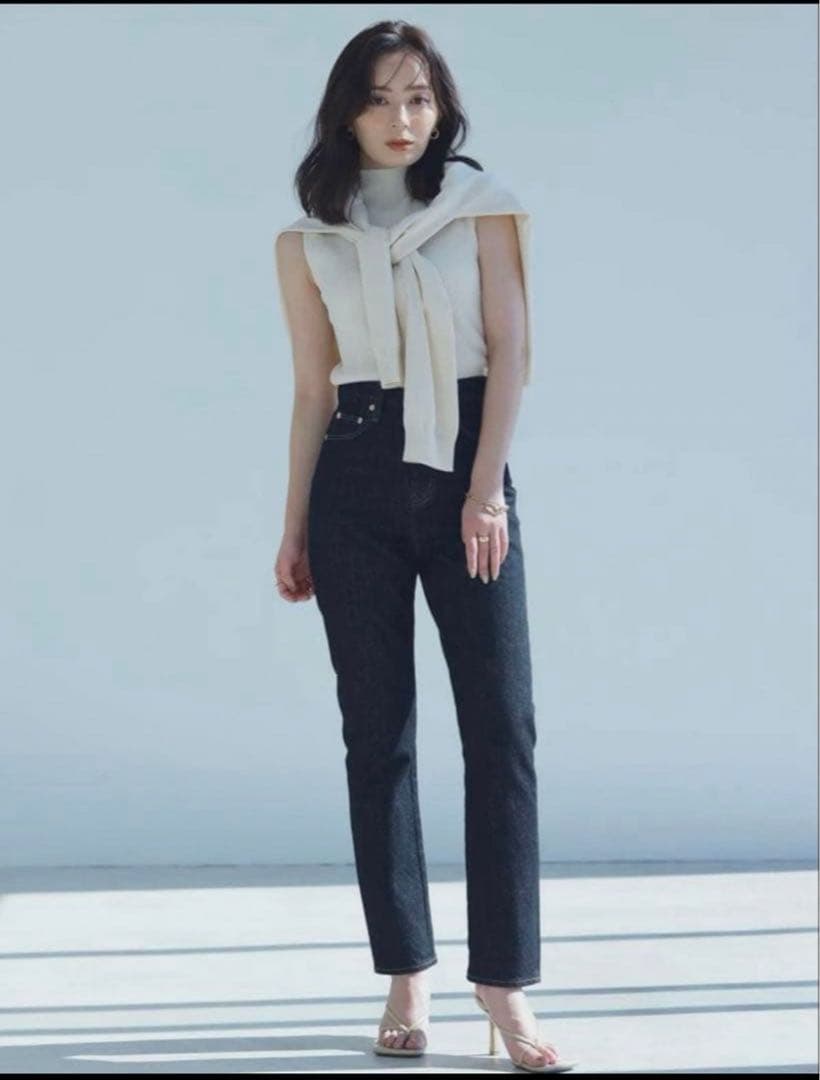 パンツ anuans Slim straight denim BLACK 1