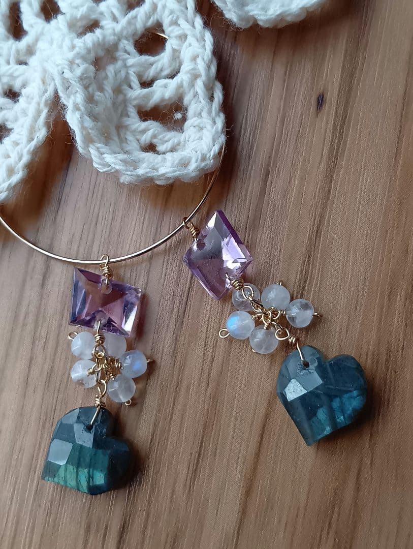 591/14kgf高品質ラブラド♡とピンクアメジストのチャーム