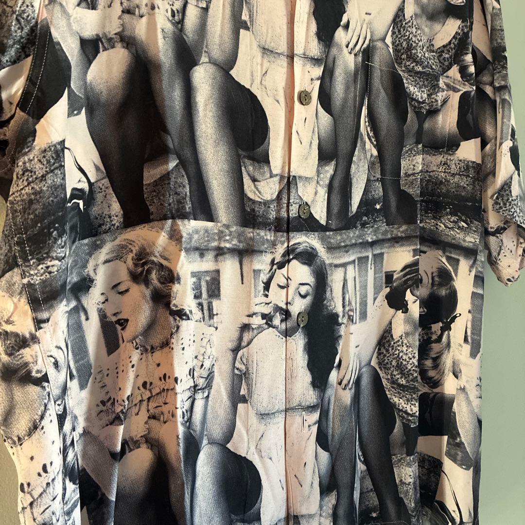 WACKO MARIA アロハシャツ モノクロプリント