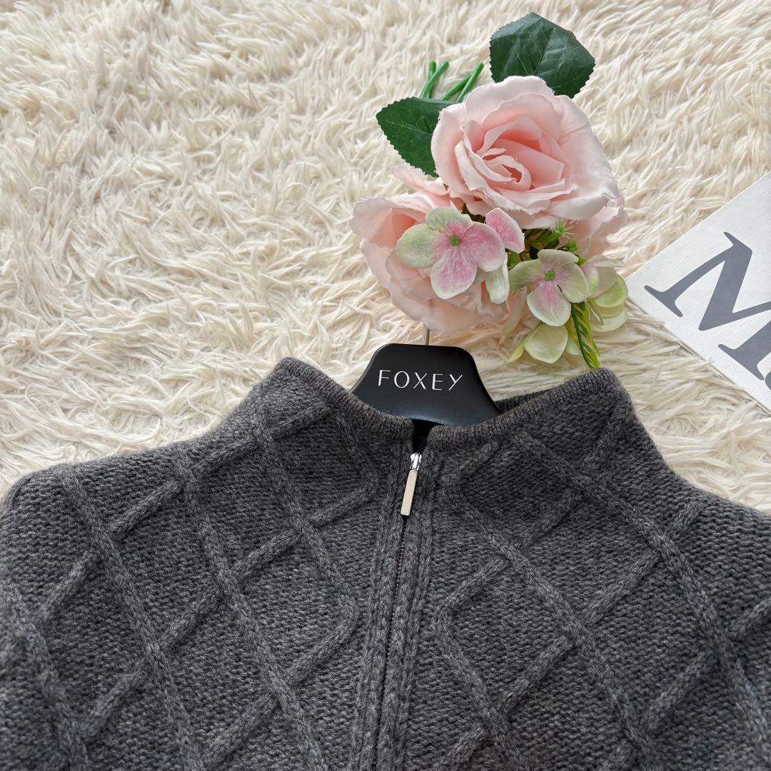 エスマックスマーラ　高級カシミヤウールジップアップカーディガン　グレー　L