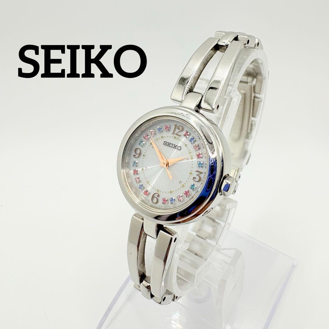 美品 限定 稼働 SEIKO セイコー ソーラー 腕時計 20Pダイヤ シルバー