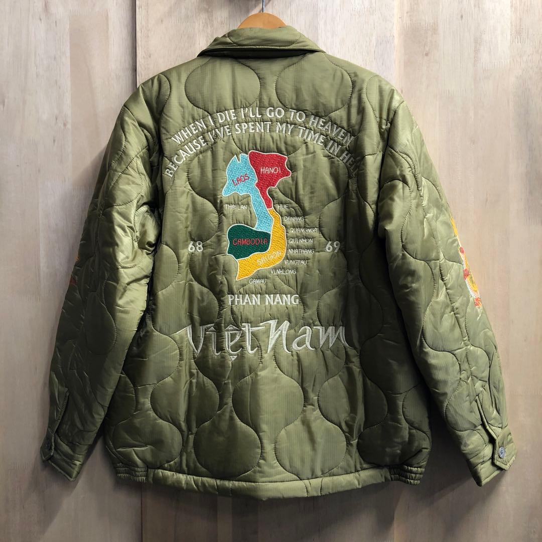 HOUSTON ヒューストン ベトジャン マップ地図柄 キルティング XXL