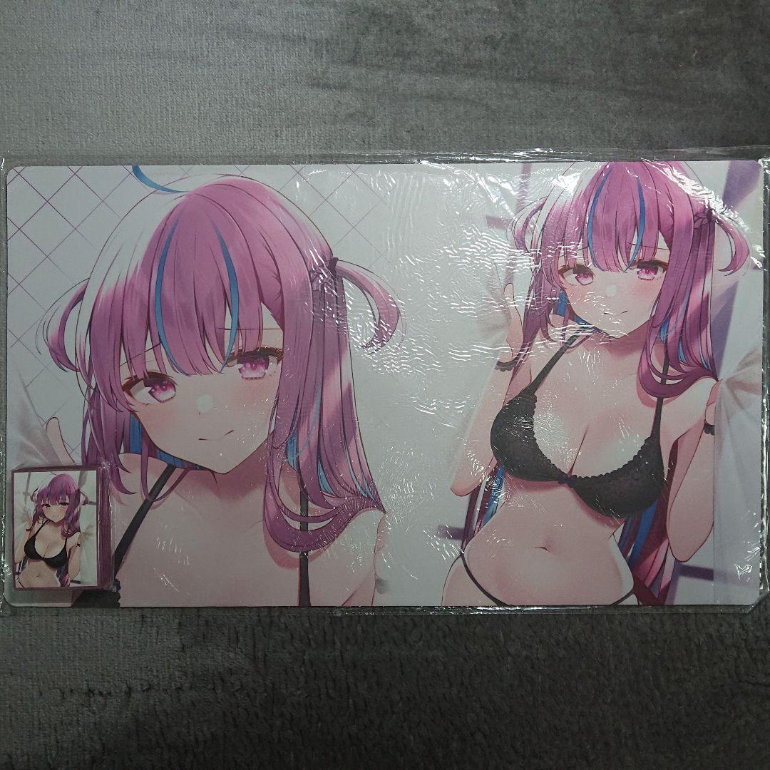 α5 ホロライブ カーテン&黒下着 湊あくあ スリーブ&プレイマット