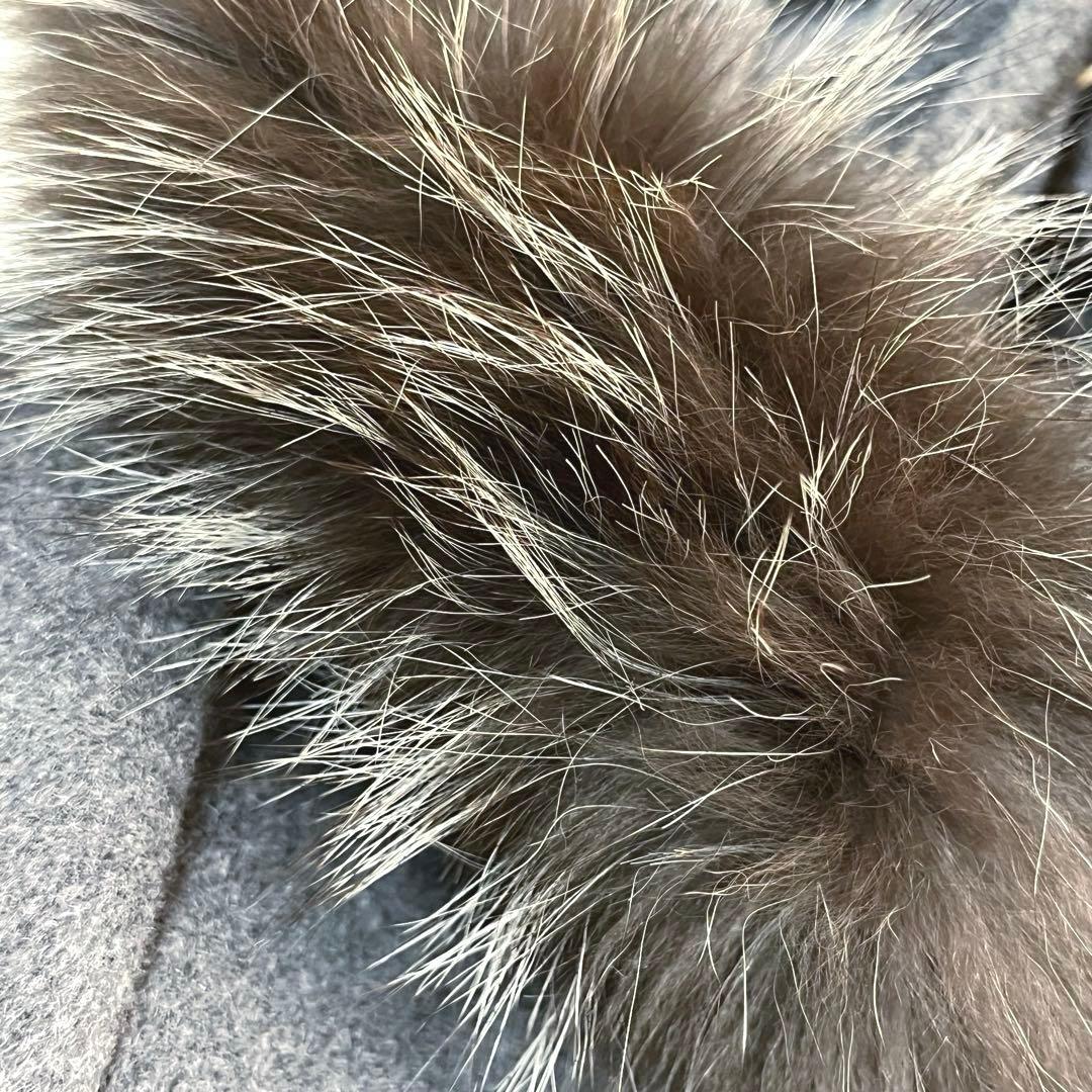 MODIFY アンゴラ混　ダッフル　ロングコート　フォックスファー　本革トグル