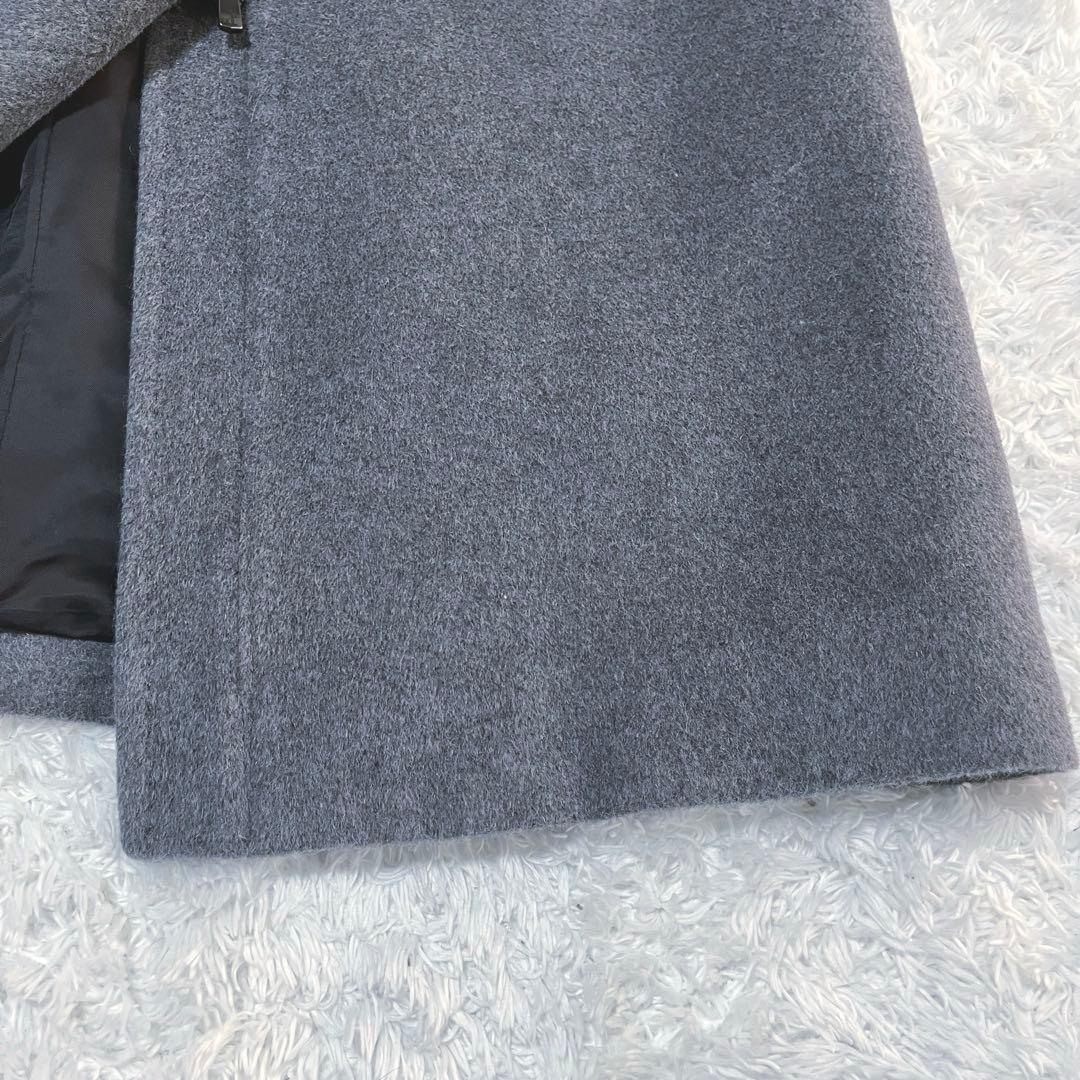 MODIFY アンゴラ混　ダッフル　ロングコート　フォックスファー　本革トグル