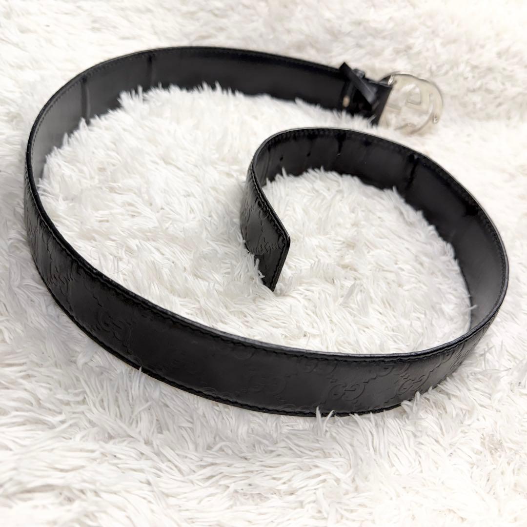 【極美品】GUCCI ベルト インターロッキング GG デカロゴ シルバー