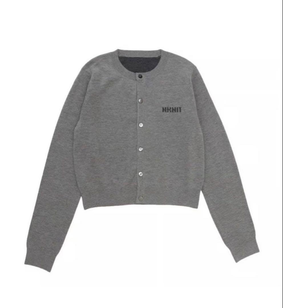 NKNIT logo ンニット　ニット　カーディガン グレー　ロゴ