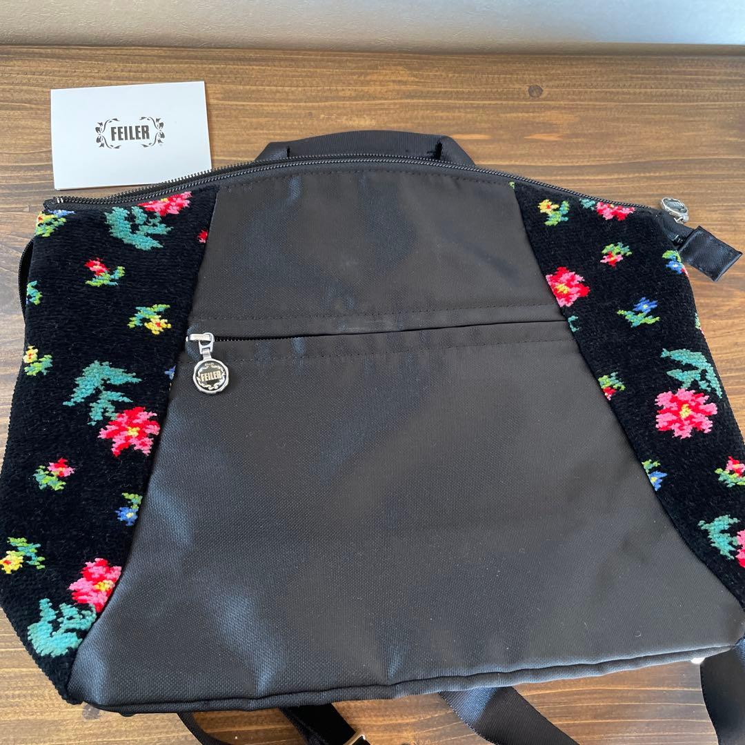 【未使用品】フェイラー 　ハイジフラワー　リュックサック　ブラック　黒
