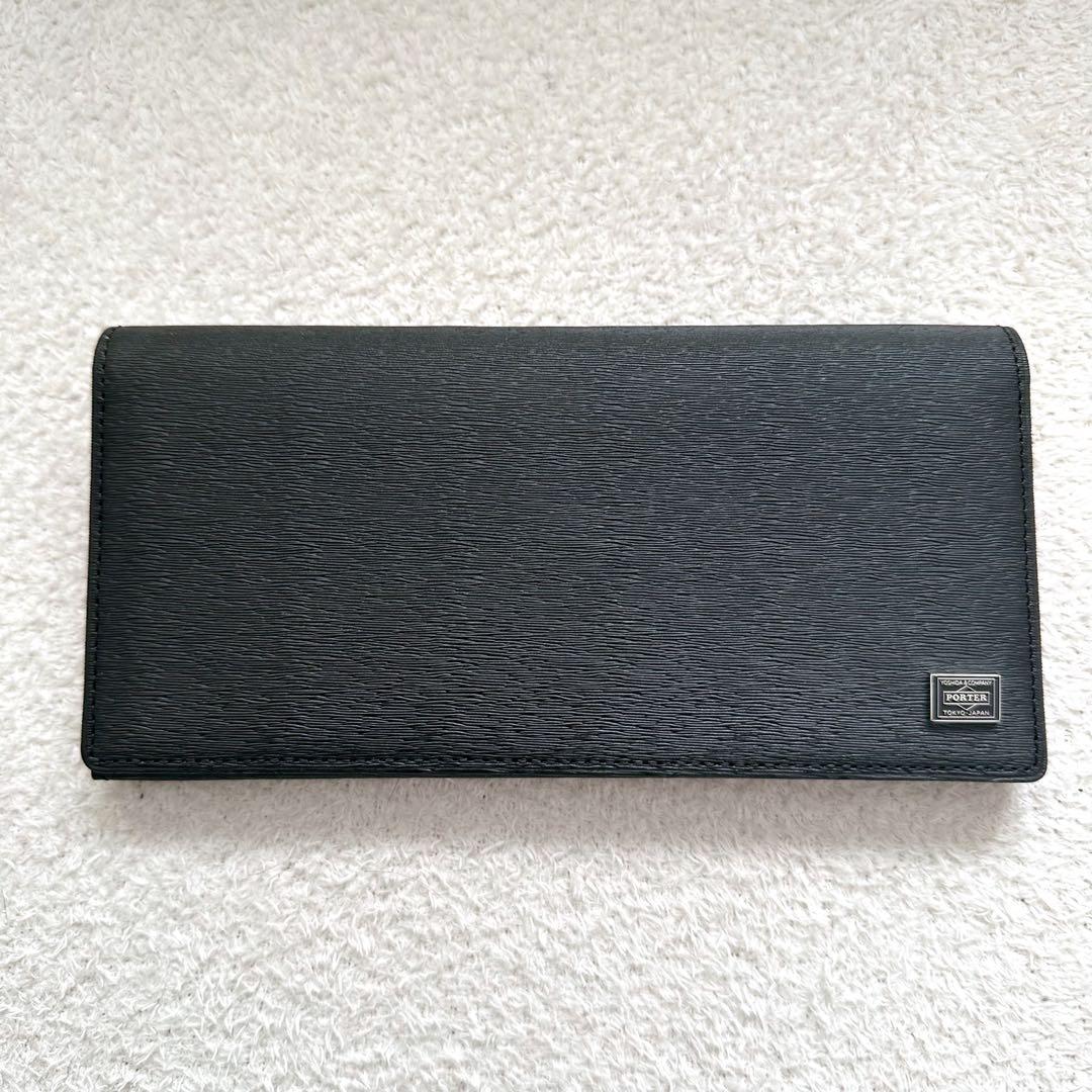 【新品未使用箱付】ポーター　長財布　カレント　ブラック　ロゴプレート　レザー