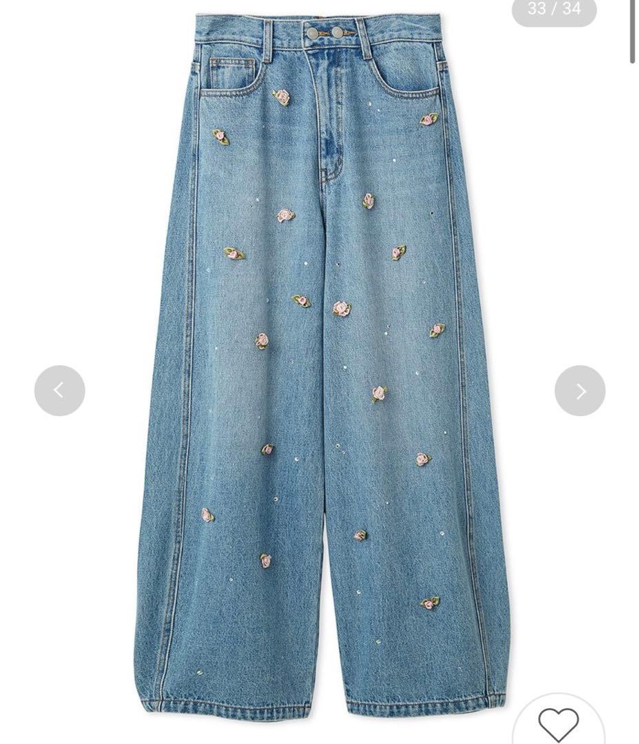 バリエーションビジューデニムパンツ BLU 00