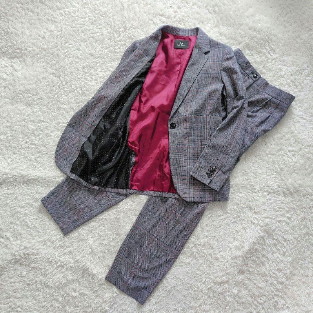 PSポールスミス　パンツスーツセットアップ チェック　グレー　水玉　フォーマル