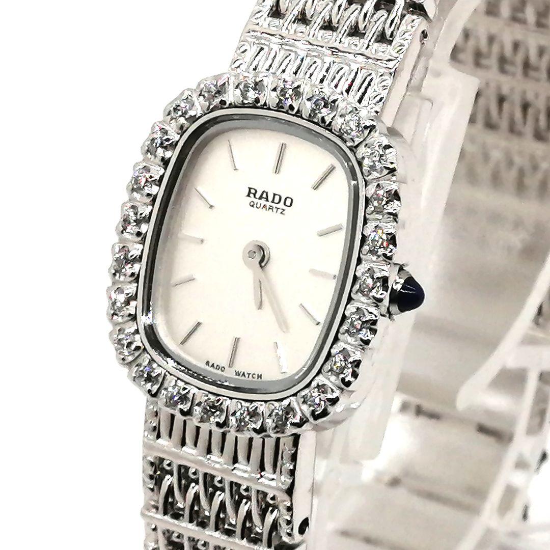 稼働✨ 新品電池　RADO　レディース 腕時計　ストーン　高級感　美品　シルバー