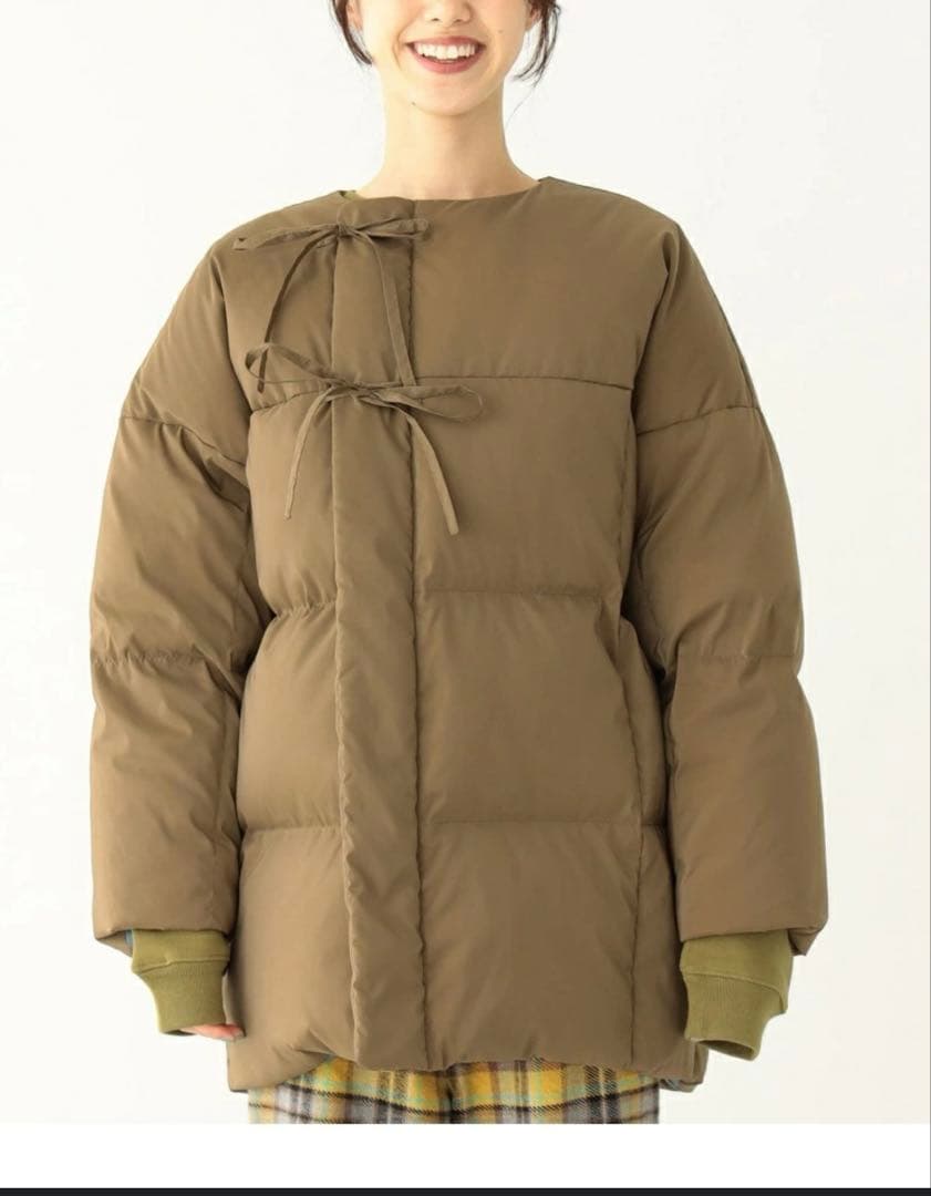 BEAMS BOY ノーカラー　SOLOTEX ダウンジャケット