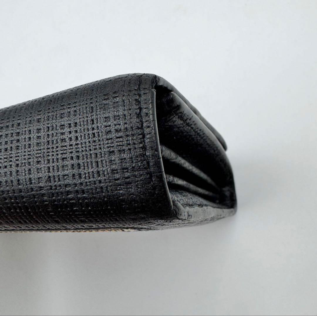 【美品】LOEWE 長財布　アナグラム　リネン　ブラック　　レザー